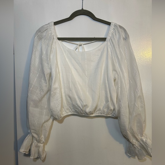 Wishful Dreaming Plaid Open-Back Peasant Top - Picture 5 of 6